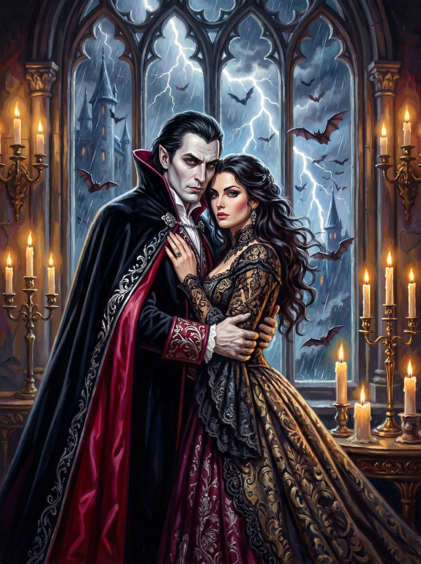 Vampire Couple Stormy Window (80 Colors)
