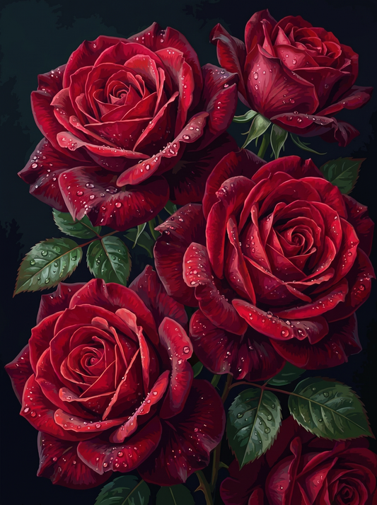 Velvet Red Roses Dark (Diamond Painting)