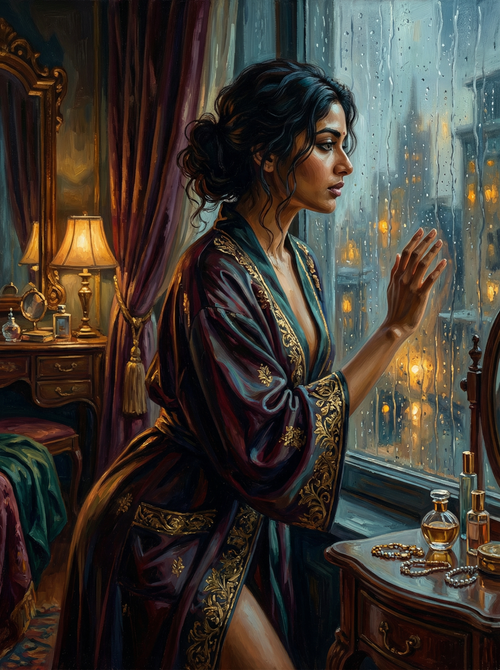 Velvet Robe Rainy Night (Diamond Painting)