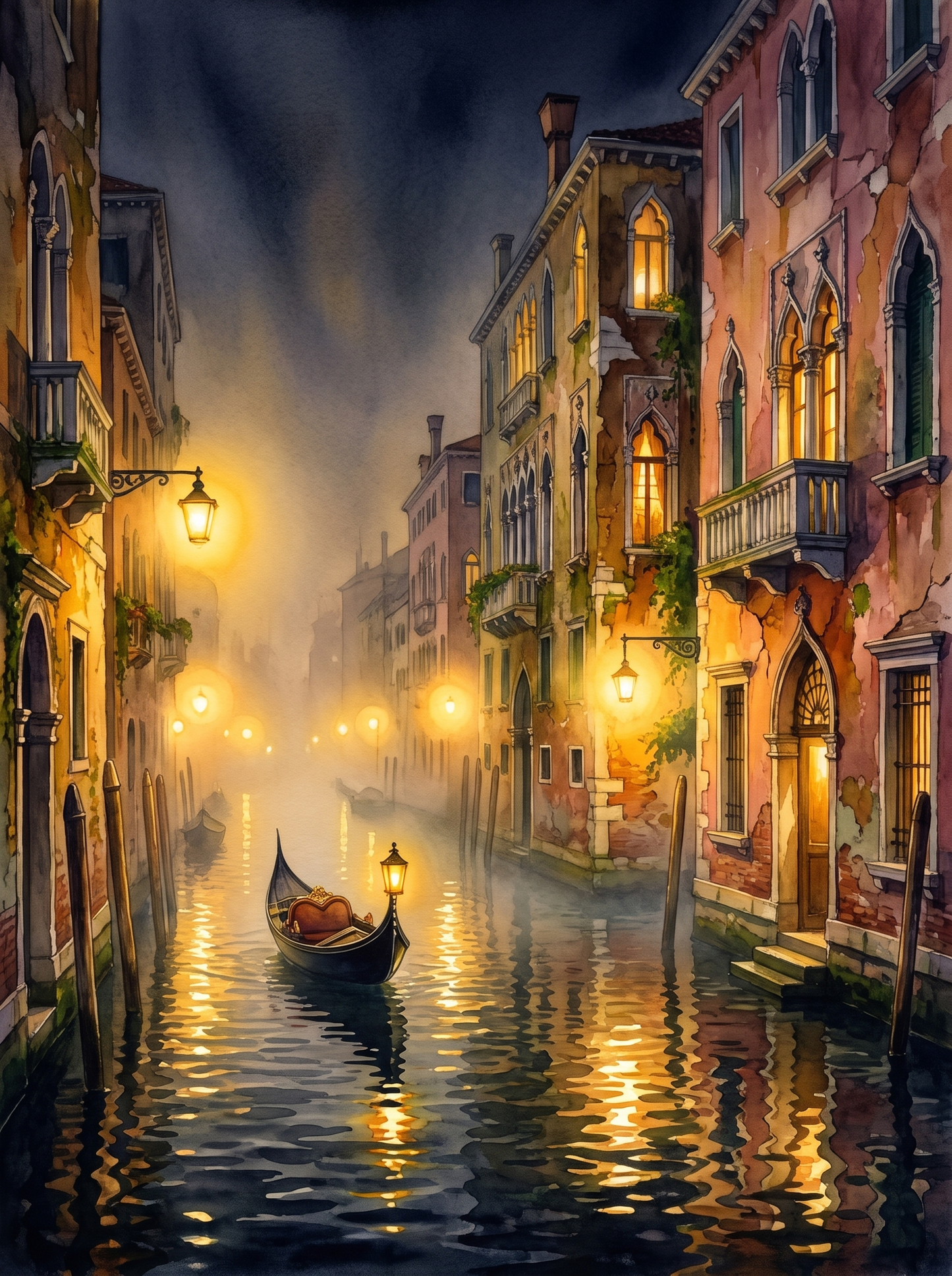 Glowing Fog on a Venice Canal