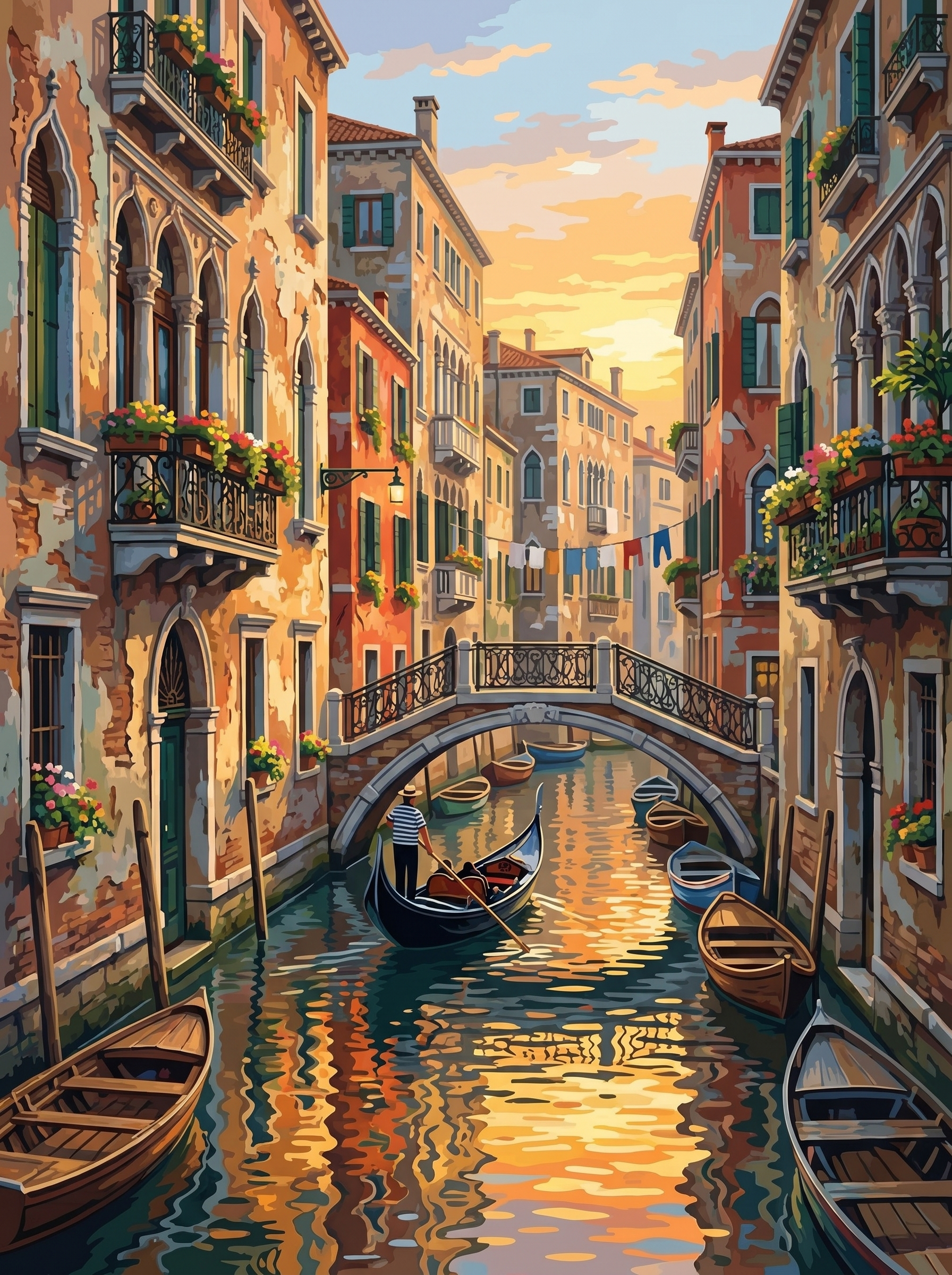 Venice Canal Goldenhour (150 Color Diamond Painting)