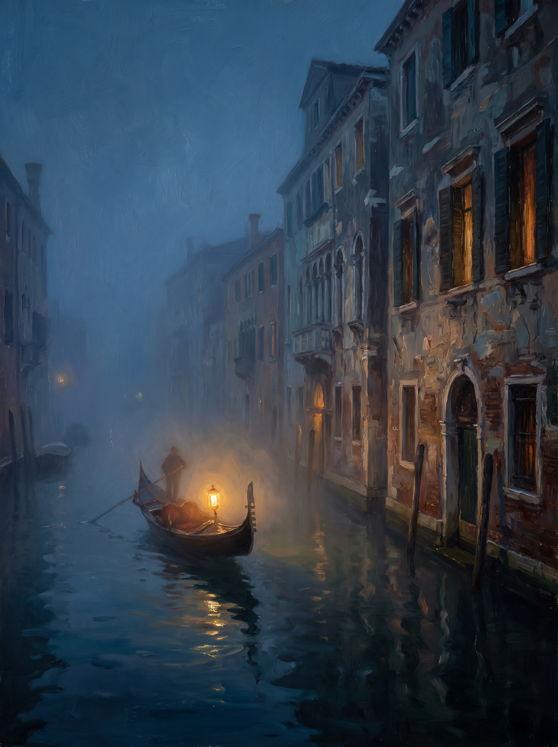 Venice Foggy Night Gondola Lantern