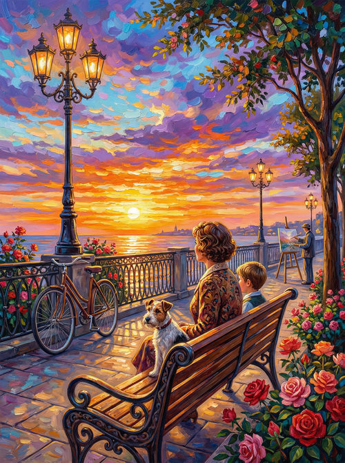 Venice Sunset Waterfront Walk