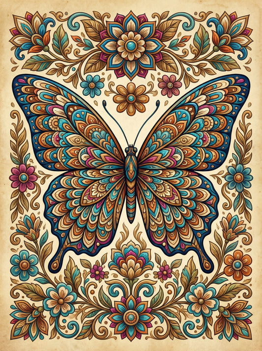 Vibrant Butterfly Flowers (100 Color Diamond Painting)
