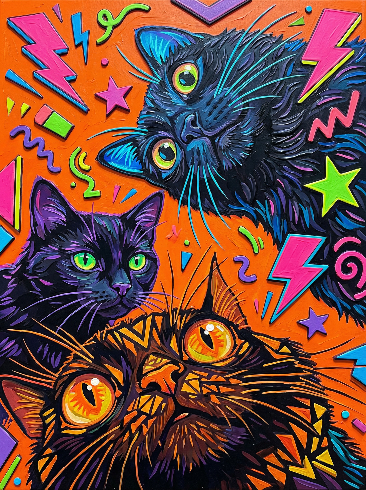 Vibrant Cat Trio (100 Color Diamond Painting) Diamond Painting kit