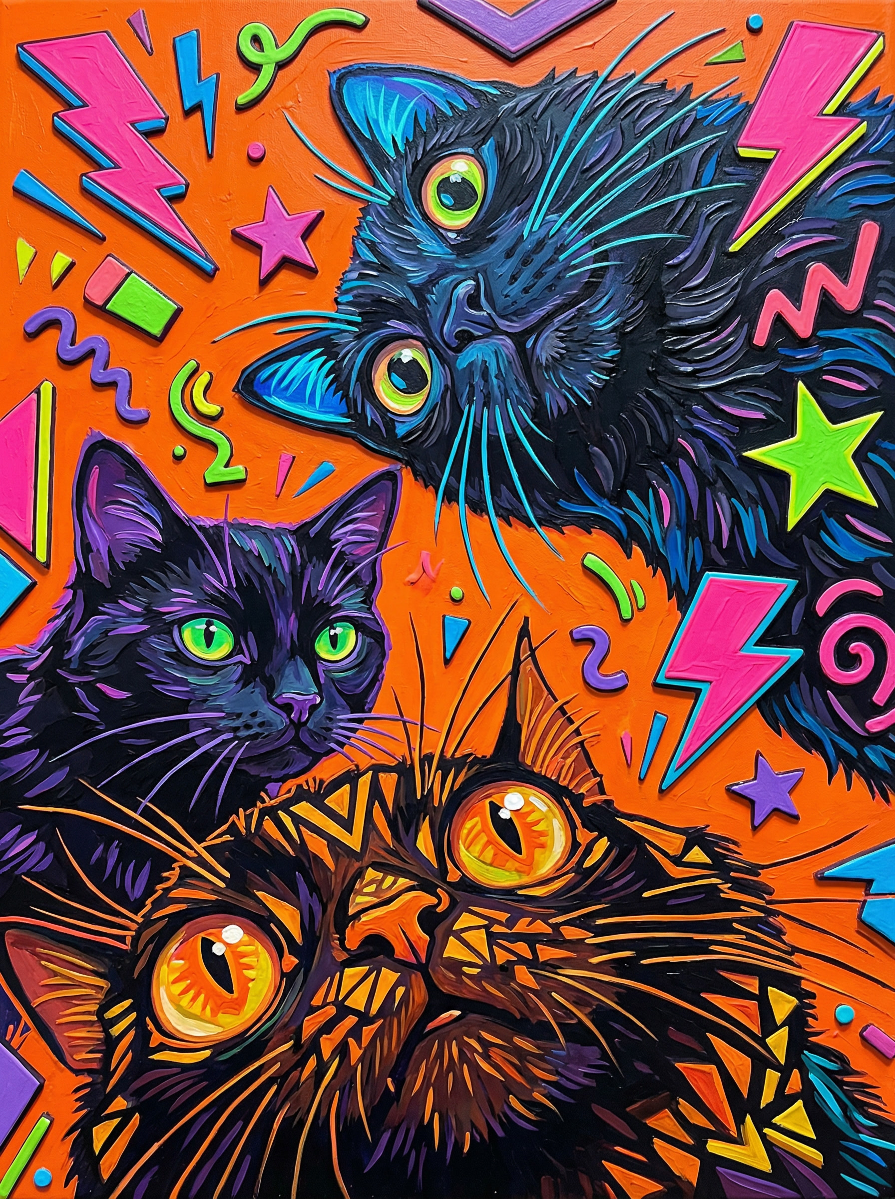 Vibrant Cat Trio (100 Color Diamond Painting) Diamond Painting kit