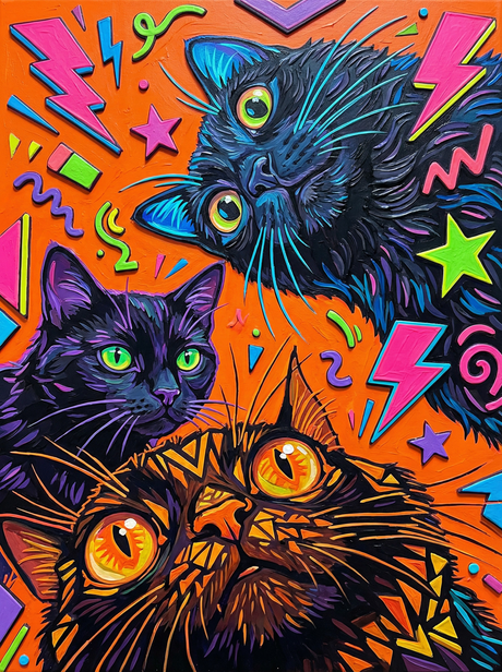 Vibrant Cat Trio (100 Color Diamond Painting) Diamond Painting kit