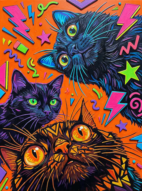Vibrant Cat Trio (100 Color Diamond Painting) Diamond Painting kit