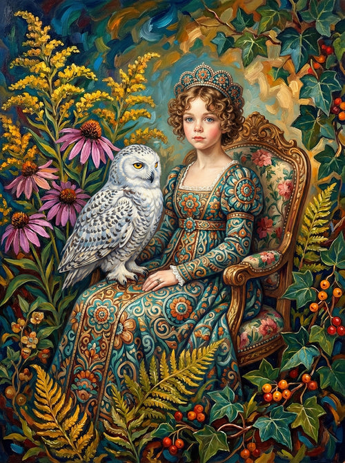 Victorian Girl Snowy Owl (100 Color Diamond Painting) Diamond Painting kit