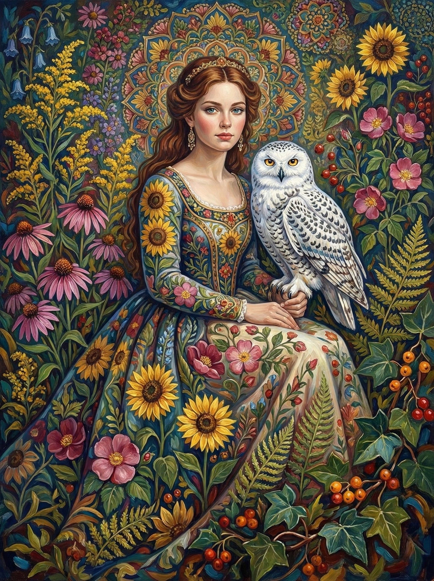Victorian Woman Forest Owl (100 Color Diamond Painting) Diamond Painting kit