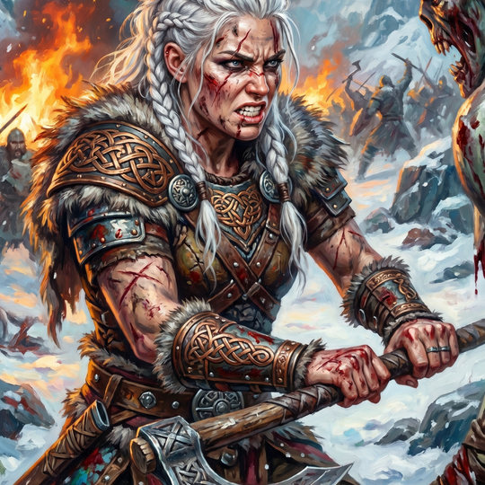 Viking Axe Warrior Fighting Troll (150 Color Diamond Painting)