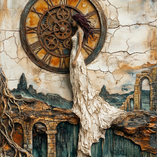 Vintage Clock Ruin Woman