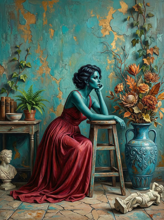 Vintage Contemplation Still Life (100 Color Diamond Painting)