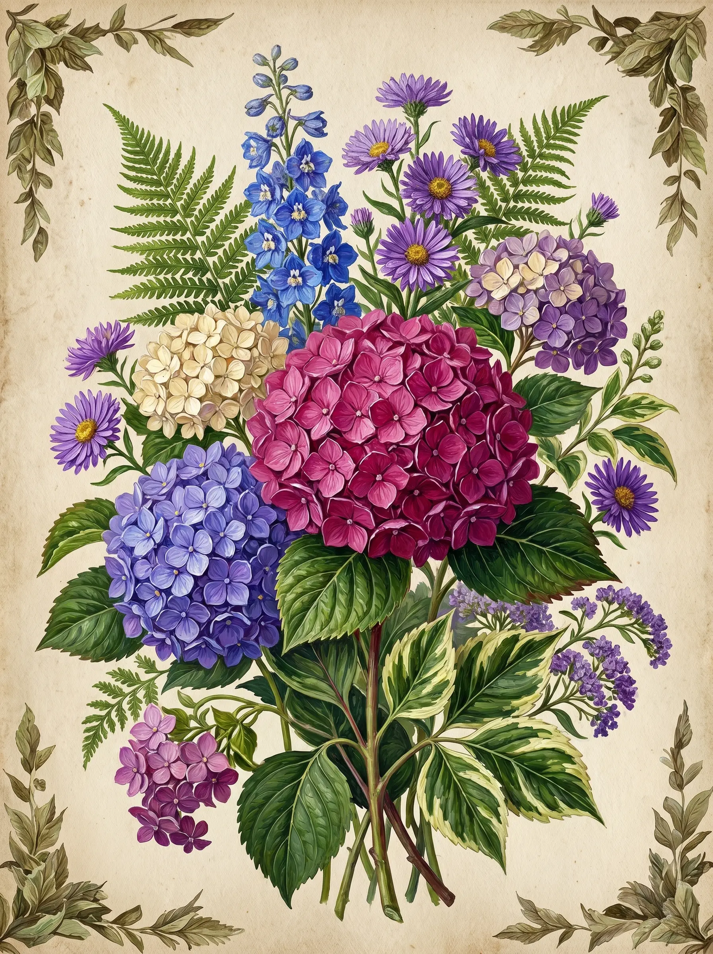 Vintage Hydrangea Bouquet (Diamond Painting) Diamond Painting kit