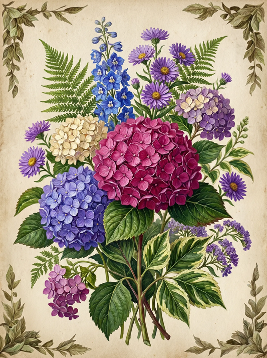 Vintage Hydrangea Bouquet (Diamond Painting)