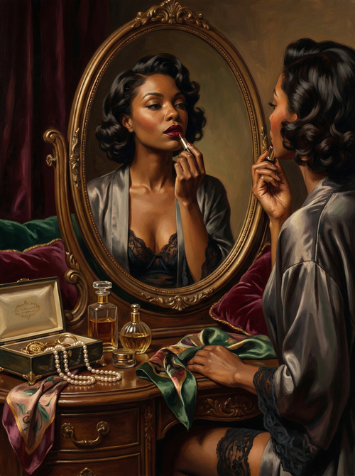 Vintage Lipstick Mirror (Diamond Painting)