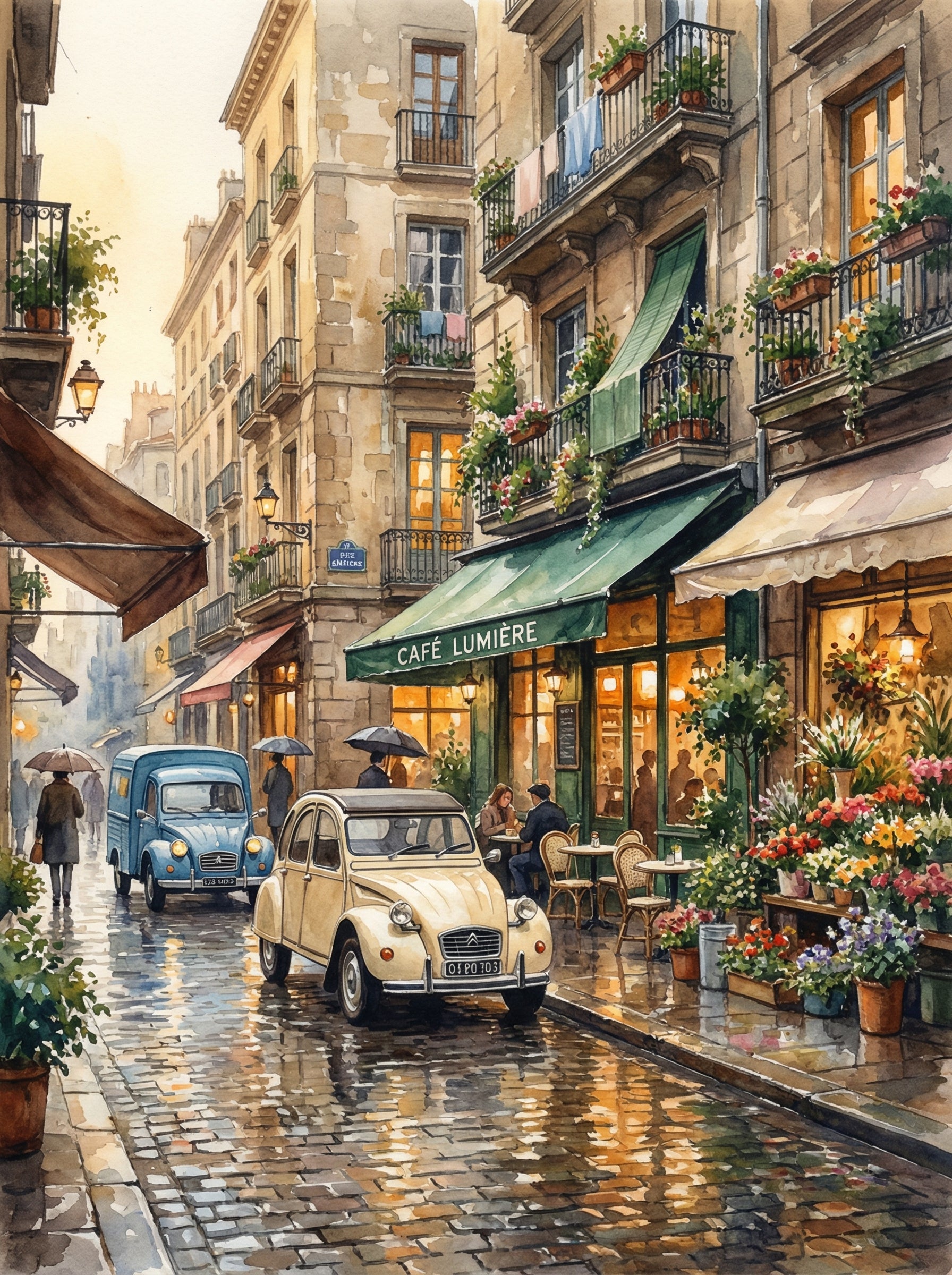 Vintage Parisian Street Scene (Diamond Painting)
