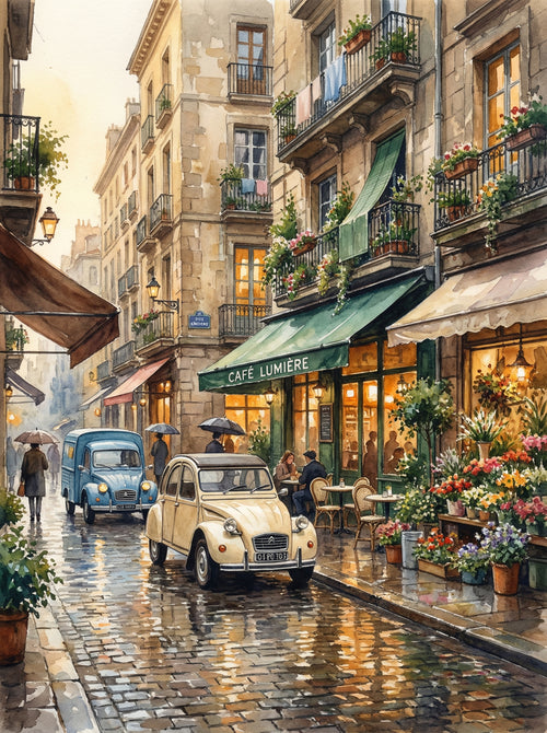 Vintage Parisian Street Scene (Diamond Painting)