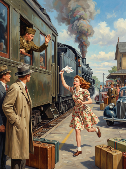 Vintage Train Station Farewell (100 Color Diamond Painting) Diamond Painting kit