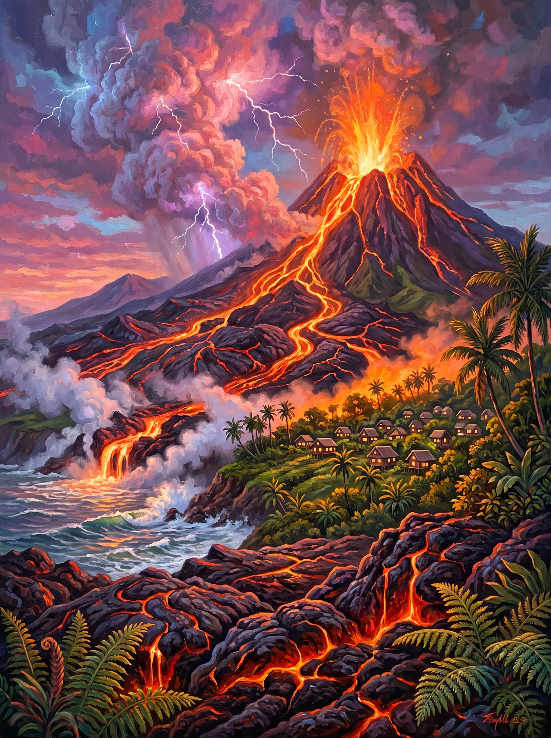 Volcano Eruption Night
