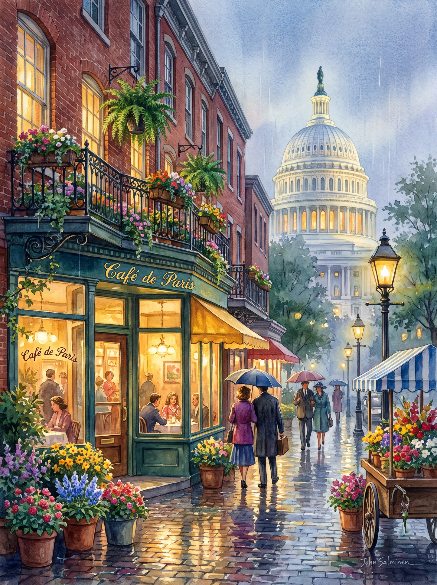 Washington Georgetown Capitol Rainy Café