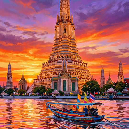 Wat Arun Bangkok Sunset (150 Color Diamond Painting)