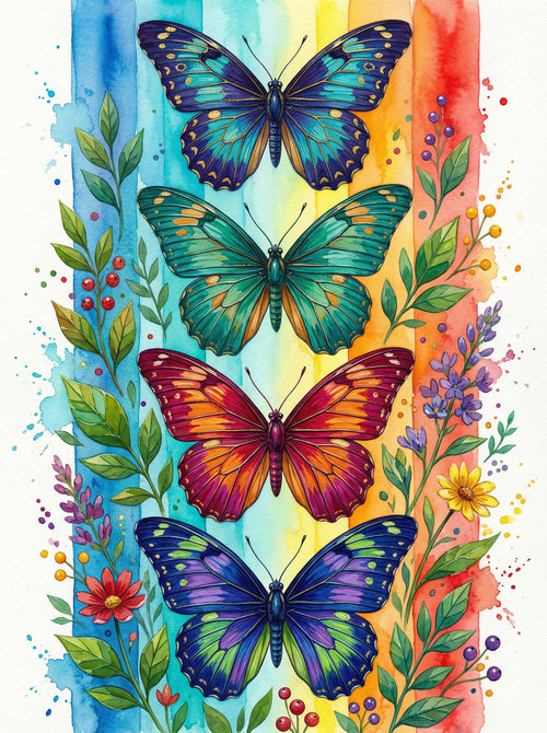 Watercolor Butterfly Rainbow