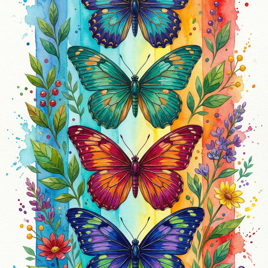 Watercolor Butterfly Rainbow
