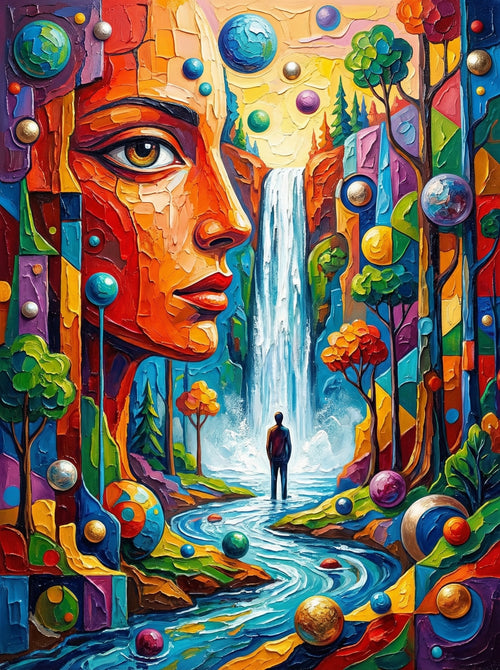 Waterfall Cosmic Portrait (100 Color Diamond Painting) Diamond Painting kit
