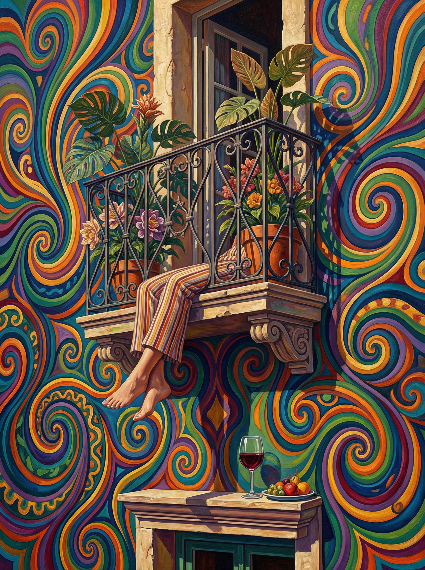 Wavy Window Seated Figure (100 Color Diamond Painting) Diamond Painting kit