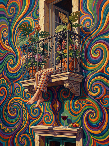 Wavy Window Seated Figure (100 Color Diamond Painting) Diamond Painting kit