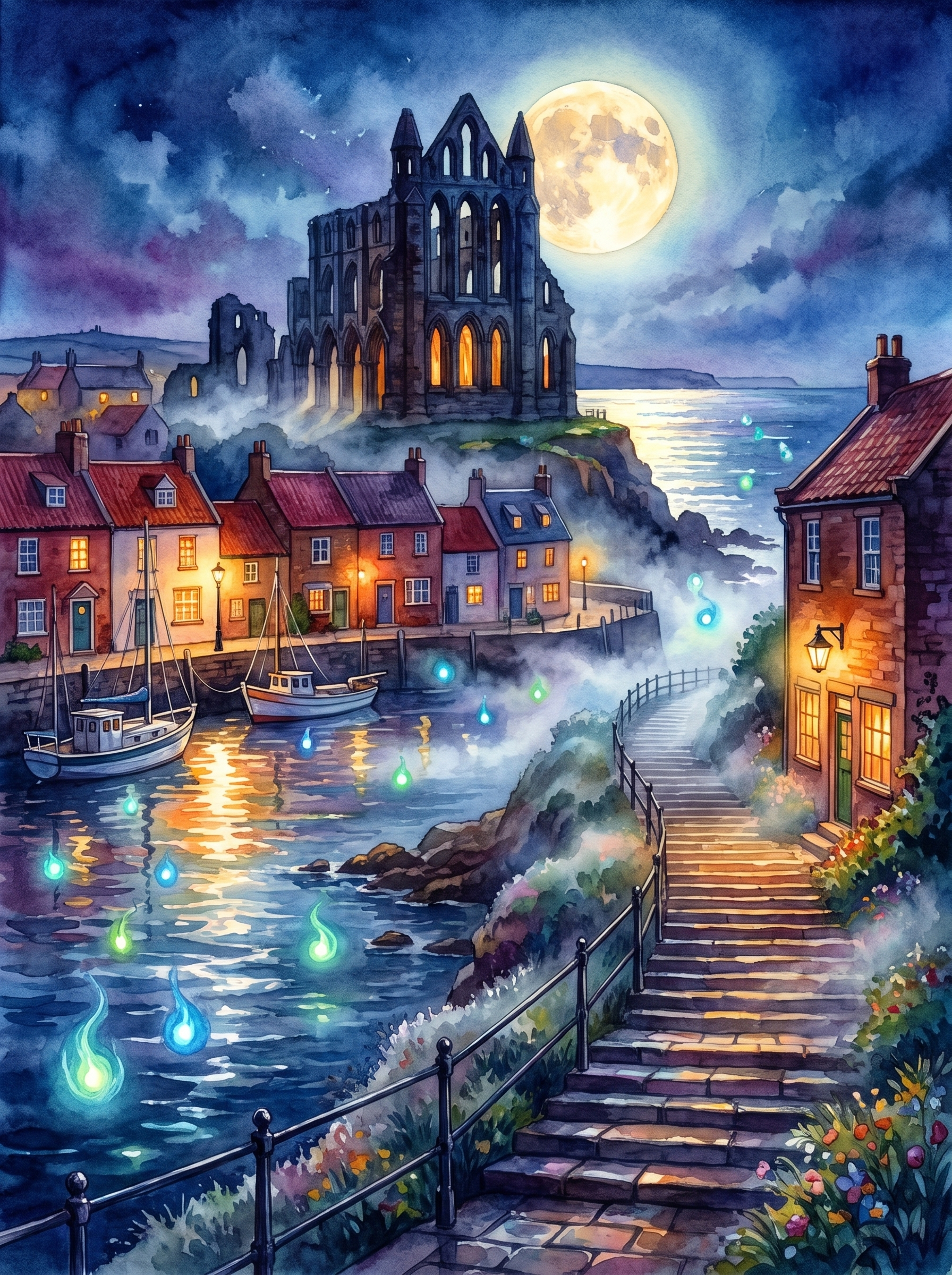 Whitby Abbey in Moonlight