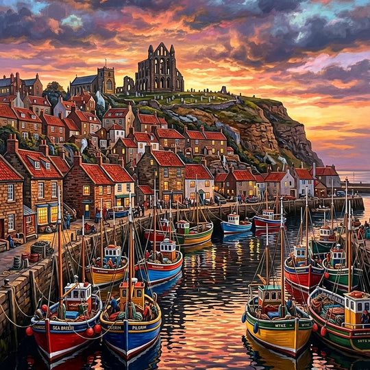 Whitby Harbour Abbey (150 Color Diamond Painting)