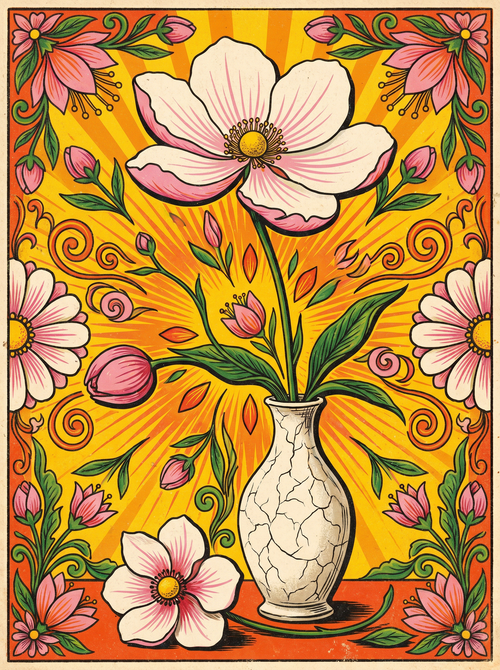 White Blossom Vase (150 Color Diamond Painting)