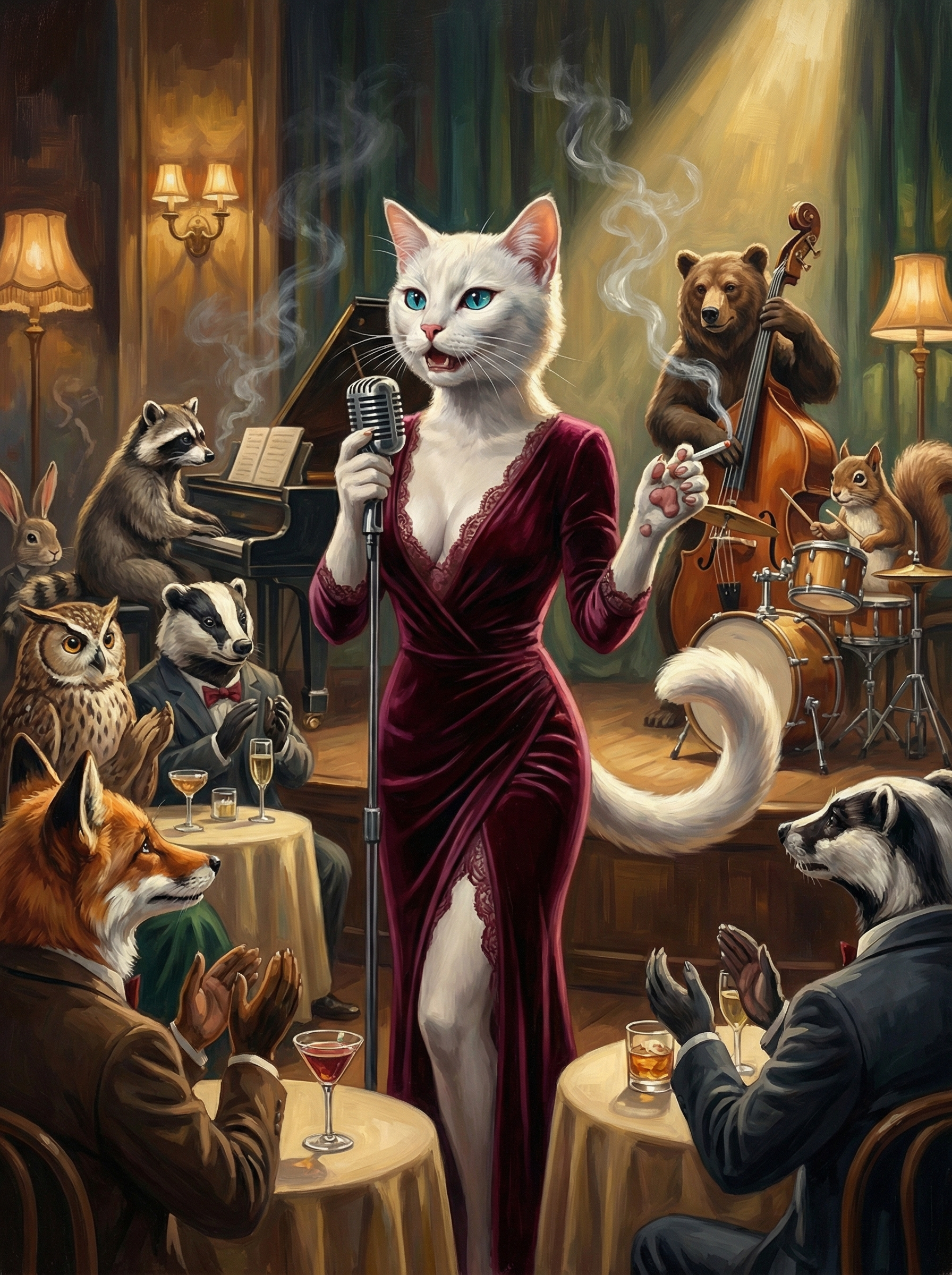 White Cat Jazz Cabaret (Diamond Painting) Diamond Painting kit