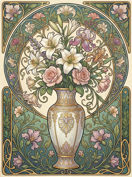 White Lily Rose Vase Panel (80 Colors) Paint by Numbers kit