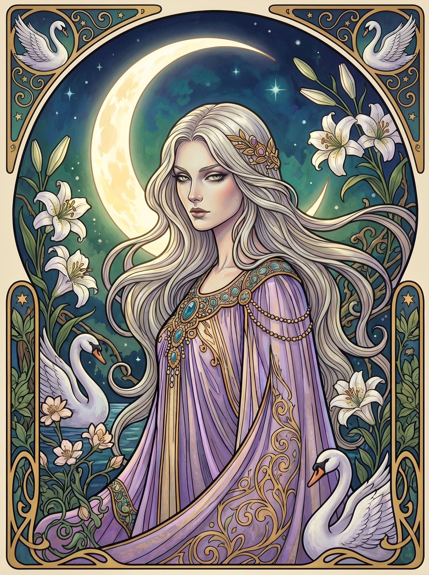 White Lily Swan Moon Maiden (80 Colors)