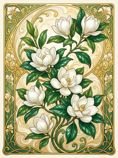 White Magnolia Floral Panel (80 Colors)