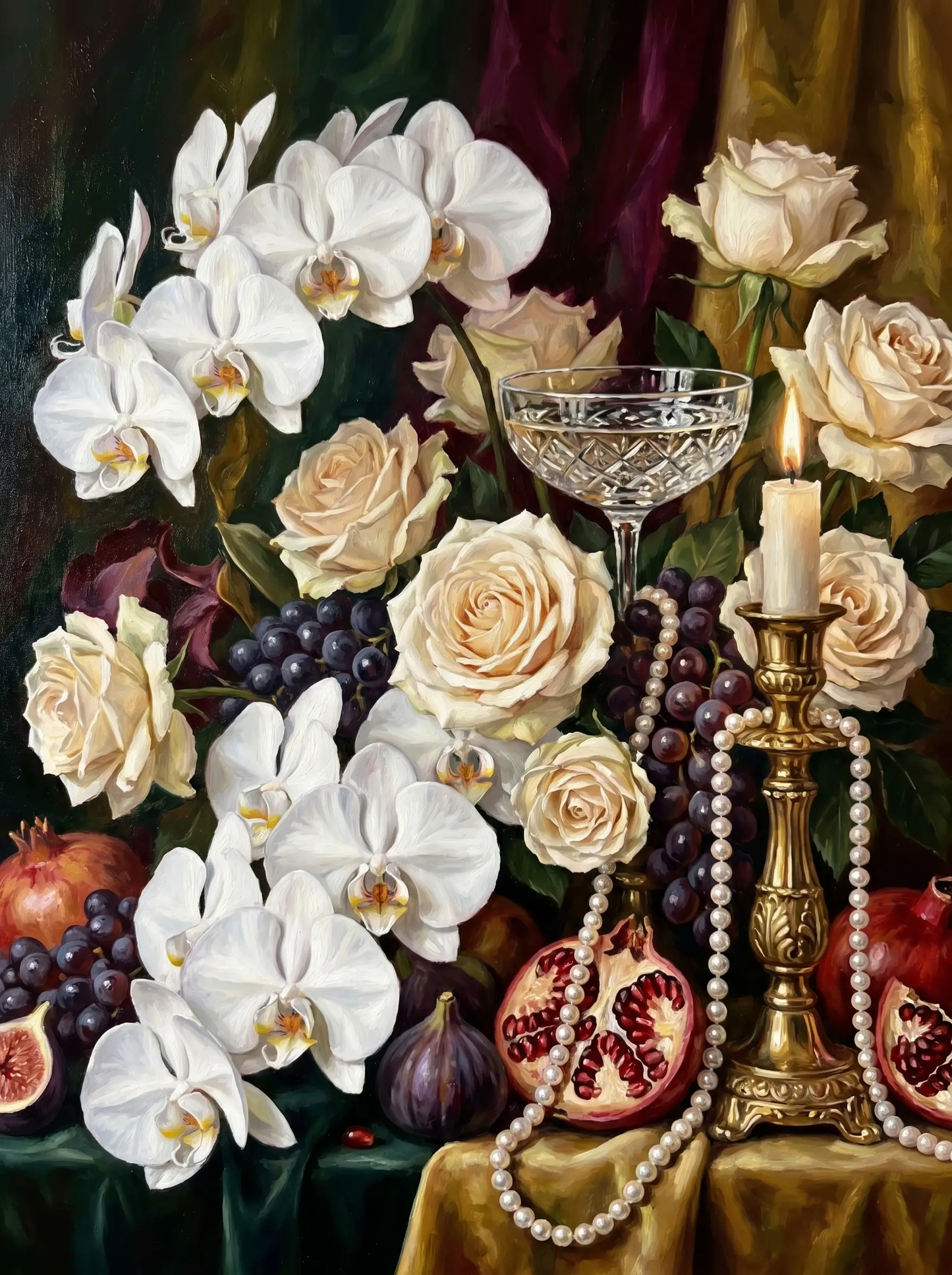 White Orchid Spray (Diamond Painting)