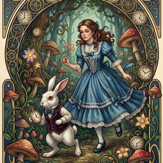 White Rabbit Clocks Forest (150 Color Diamond Painting)