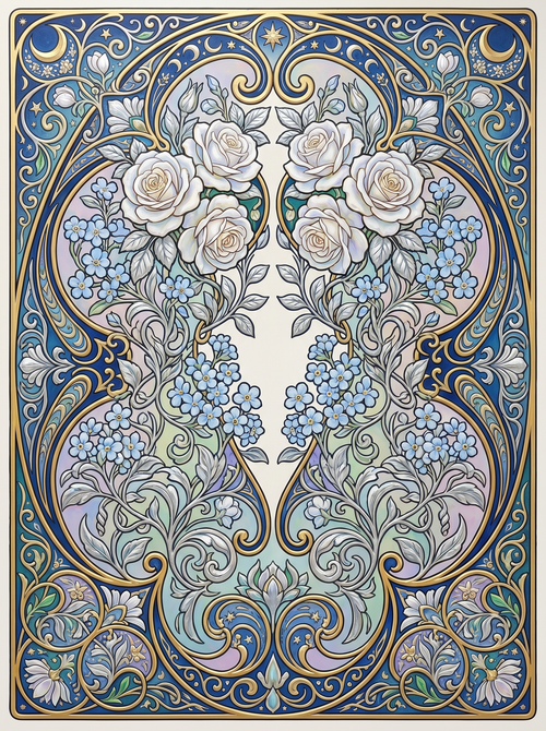 White Rose Forgetmenot Panel (80 Colors)
