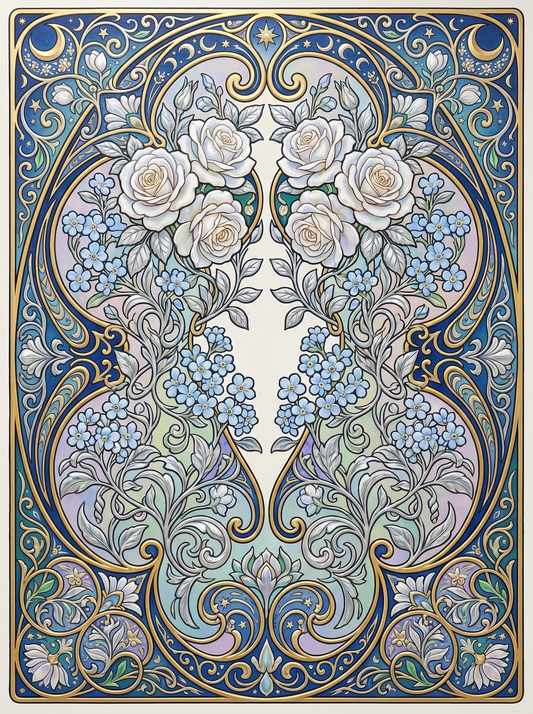 White Rose Forgetmenot Panel (80 Colors)