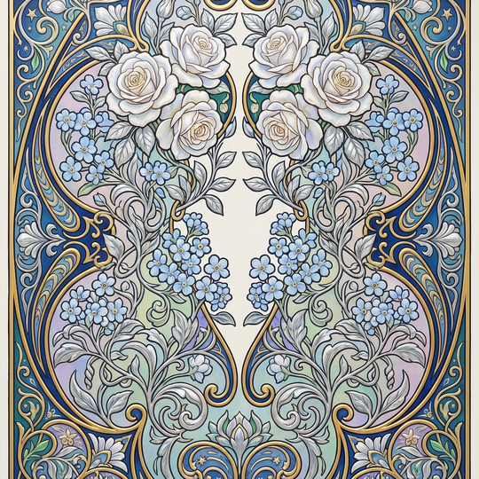 White Rose Forgetmenot Panel (80 Colors)