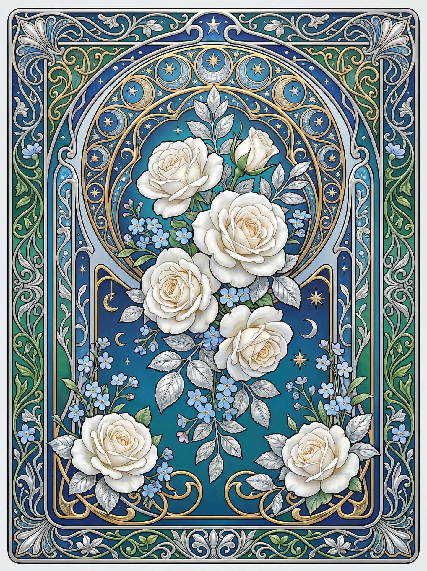 White Rose Midnight Panel (80 Colors)