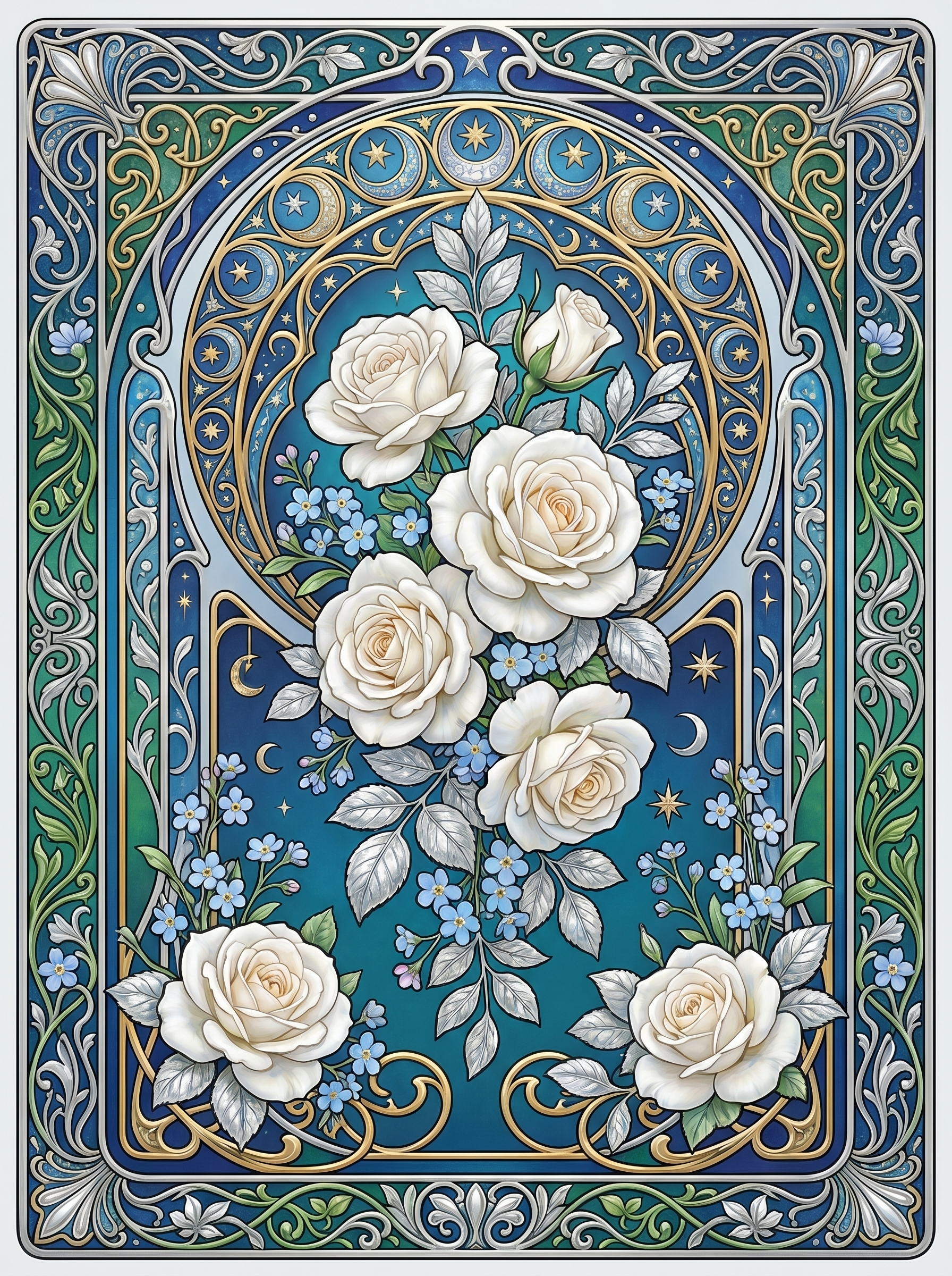 White Rose Midnight Panel (80 Colors)