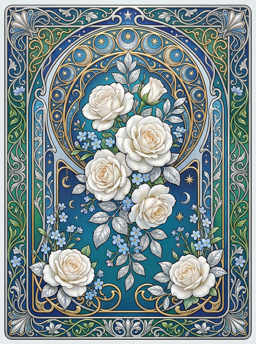White Rose Midnight Panel (80 Colors)