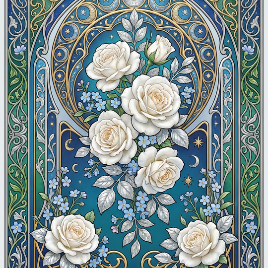 White Rose Midnight Panel (80 Colors)