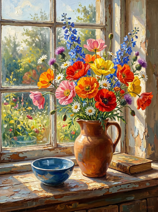 Wildflower Jug Window (Diamond Painting)
