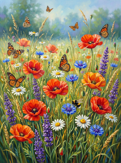 Wildflower Meadow Butterflies (Diamond Painting) Diamond Painting kit