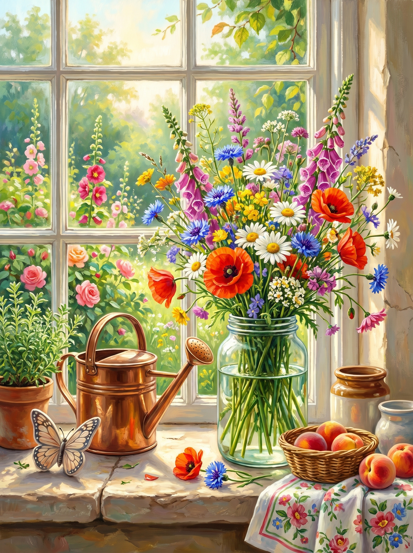 Wildflowers Jar Windowsill (Diamond Painting)
